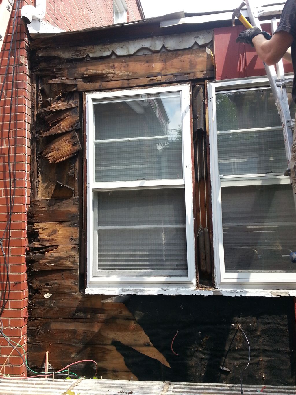 Picture of rear addition after wood siding was rem