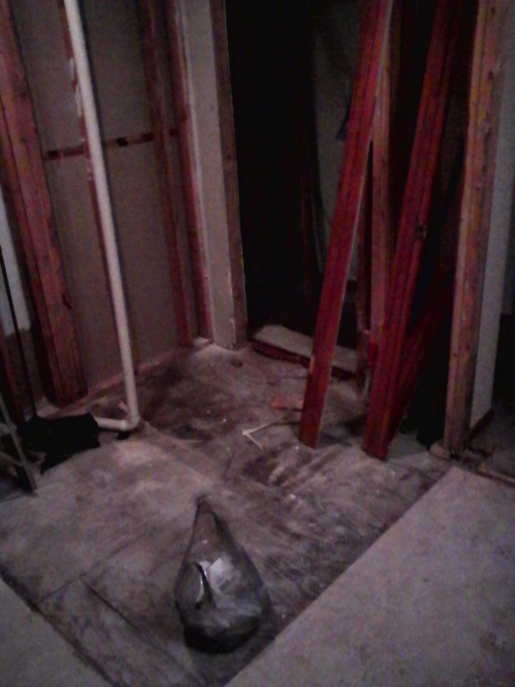 Bathroom remodel. Closed off entry to hallway, exp