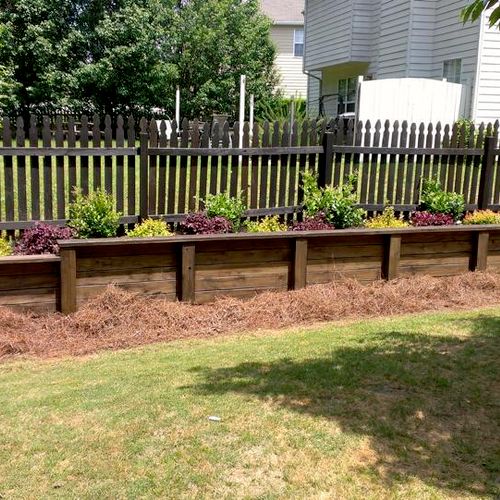 Completed Wood Retaining wall