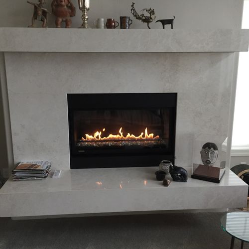 Botticino marble fire place