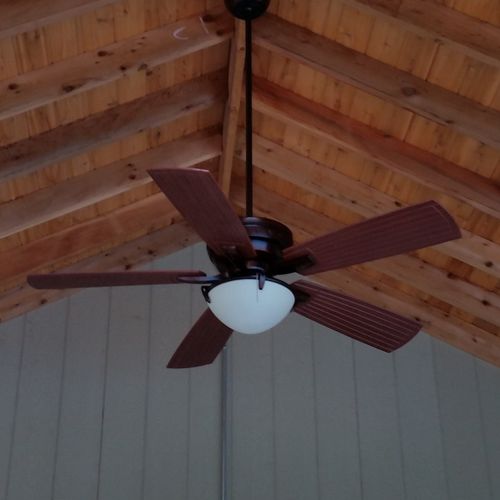 Ceiling fan on back deck.