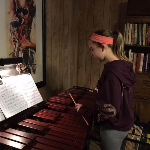 Julia is working on her marimba piece.