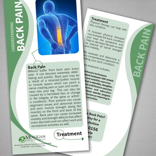 Rack Card design for Mulligan Physical Therapy