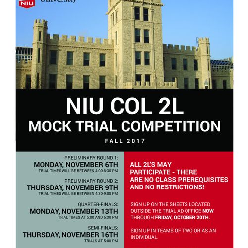 Flyer for NIU Law School Event. 