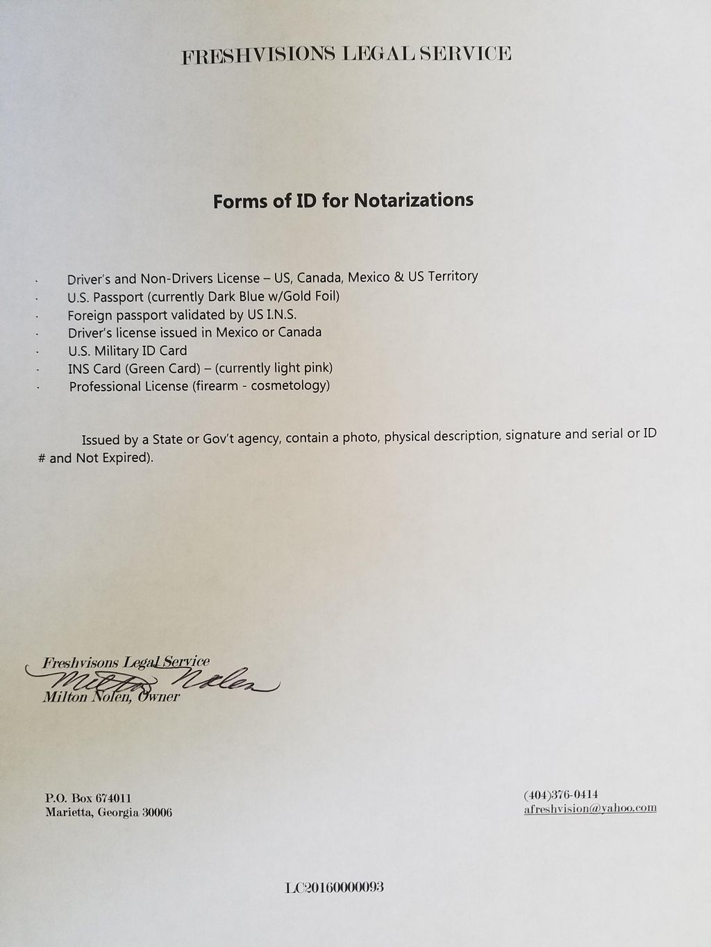 Required Forms of ID for Notarizations