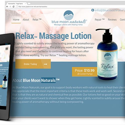 Blue Moon Naturals: A Massage Care product landing