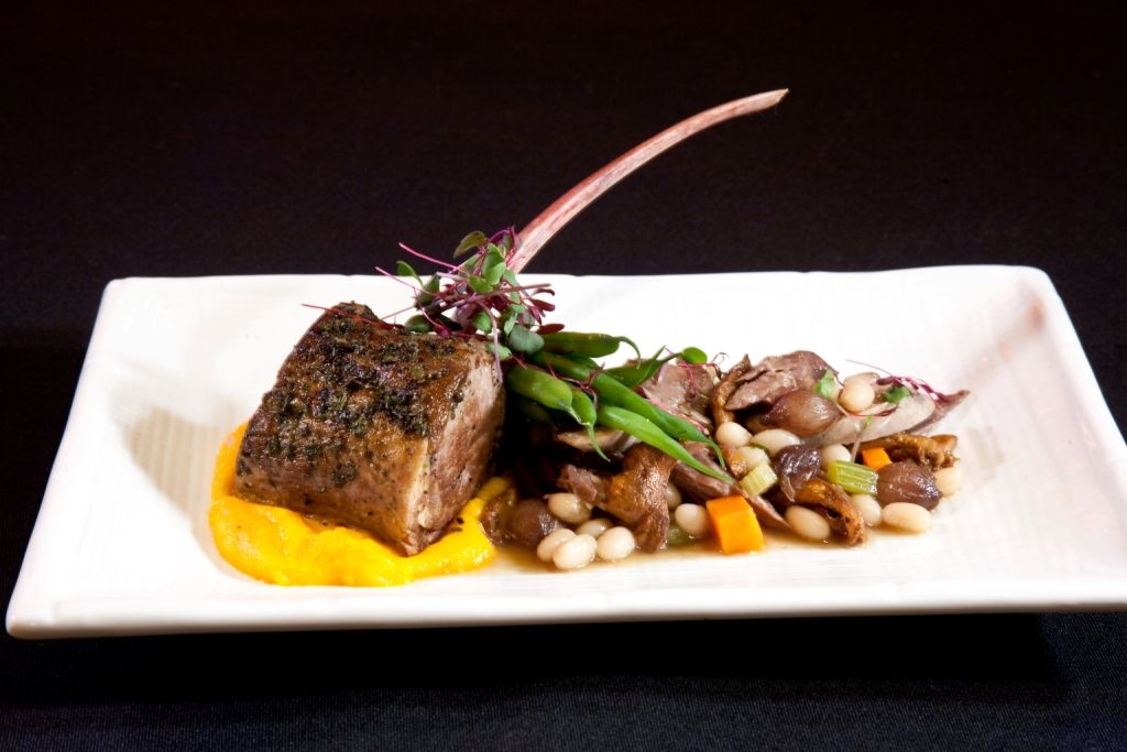 Sweet potato souffle, local marinated lamb with se