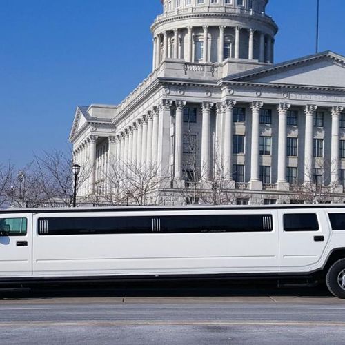 Our White Hummer H2 at the Utah State Capitol.