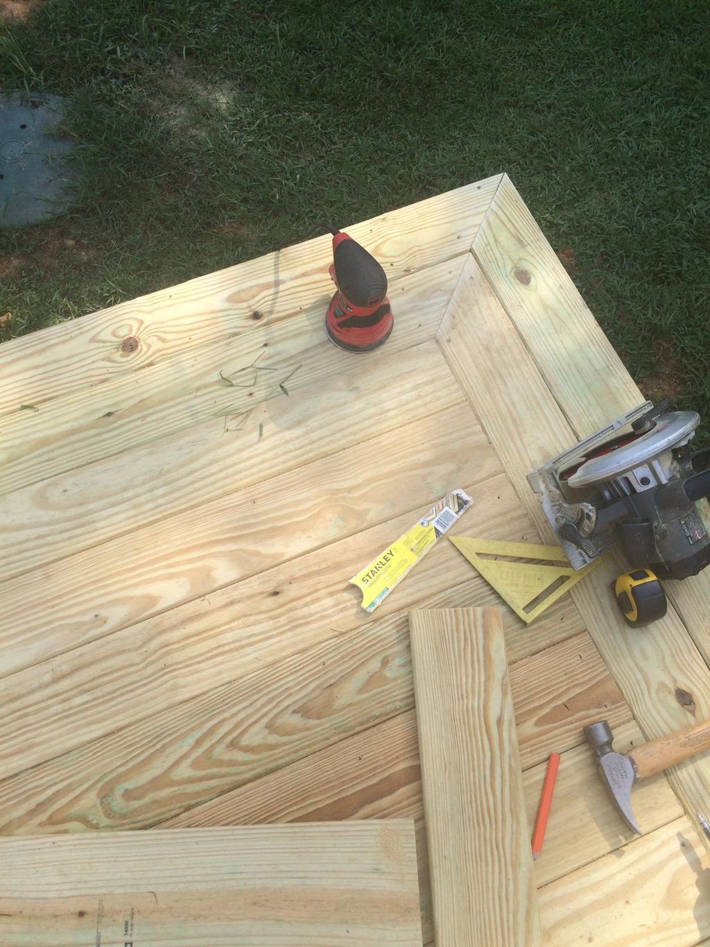 Basic treated pine deck can be made to look to hav