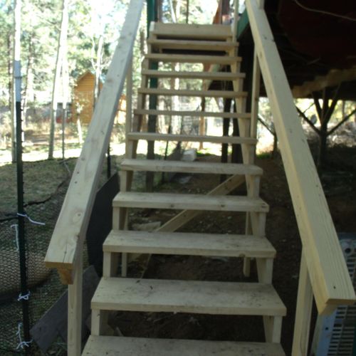 Tore down old unsafe staircase. Built new one and 