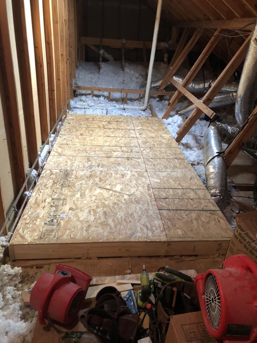 Attic decking complete. Client now has additional 