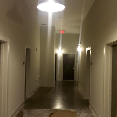Long hallway shot - loft apartments in downtown Ch