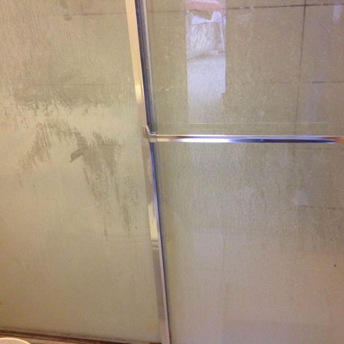 Shower Door before HydroShield