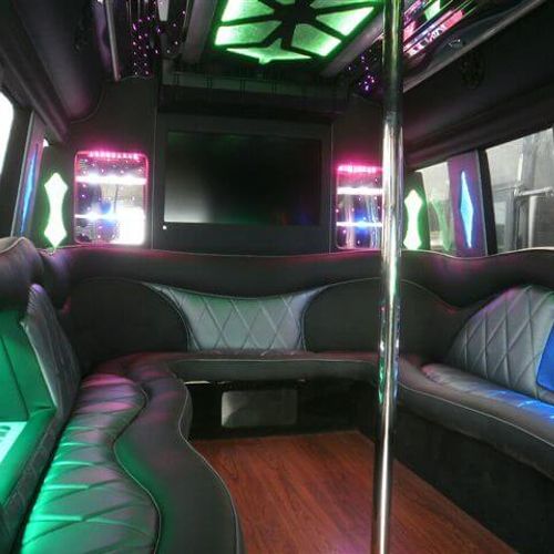 24 pass party bus interior