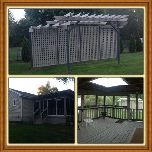 Pergola and enclosed deck.  This was done about a 