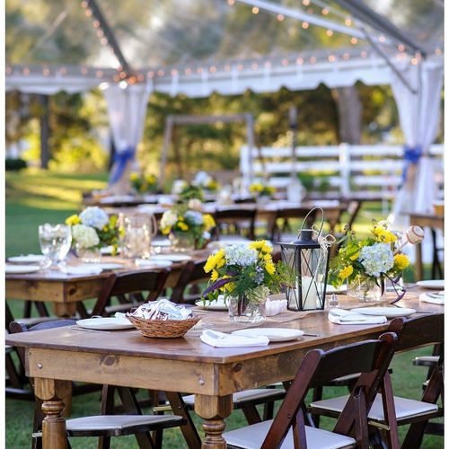 Beautiful knotty pine farm tables