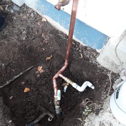 main & irrigation install, underground w/box cover