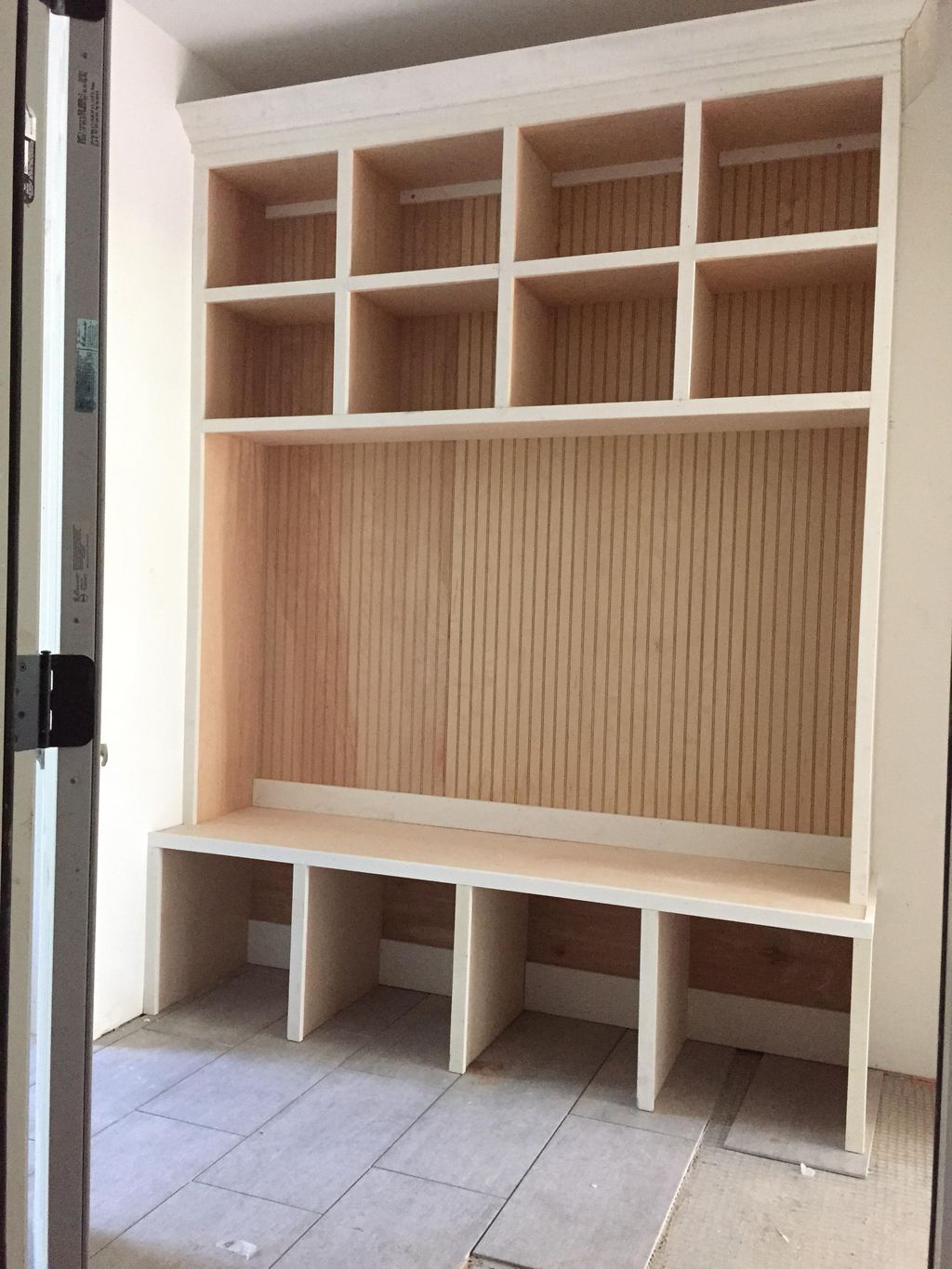 Cubbies for mudroom bench