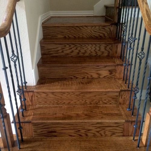 Stair transformation, carpet to wood