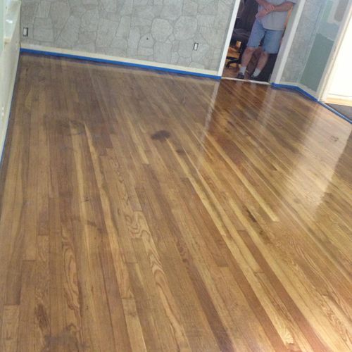 Refinished 56 year old wood flooring.