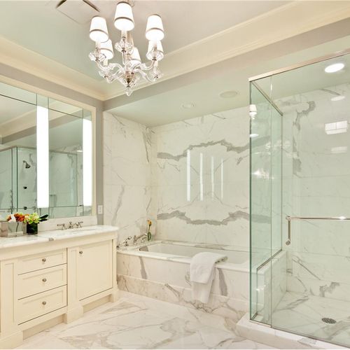 Bathroom made of Statuary marble.