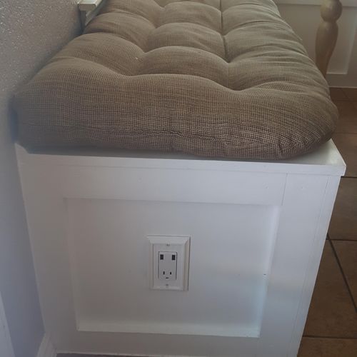 Kitchen Corner Bench-Side View w/ USB Outlet