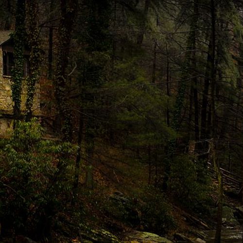 Stone Cabin by Stream © 2013