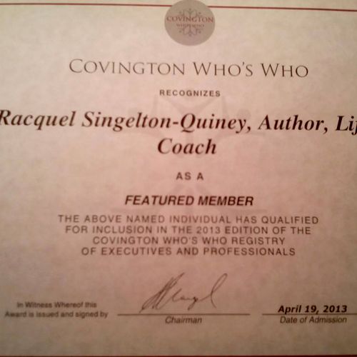 In 2013 I became a honored member of Covington Who