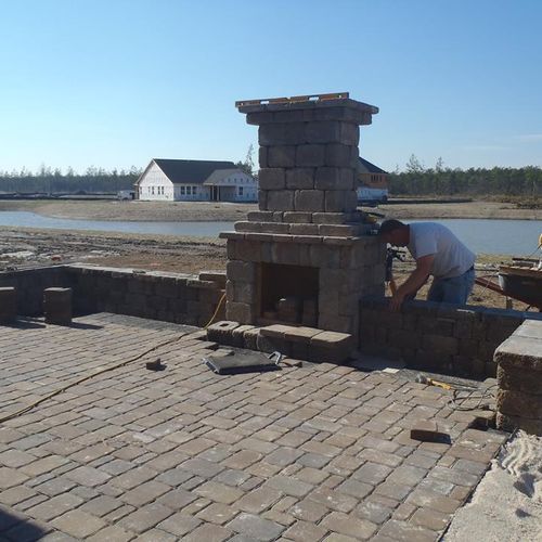 Fireplace,wall and patio construction