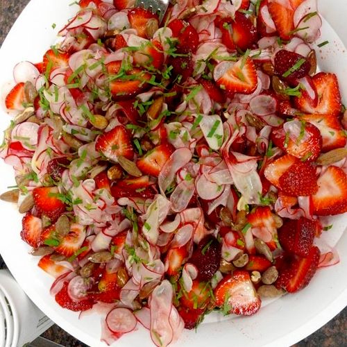 strawberry-almond-breakfast radish-mint salad 