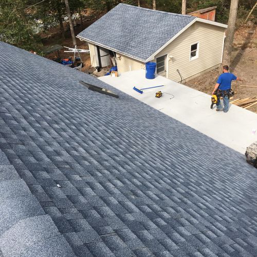 50 year GAF roof with low slope roofing on porch