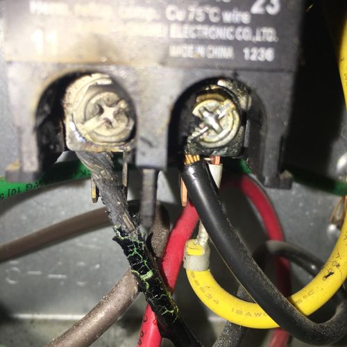  Burned out contactor wires on AC unit