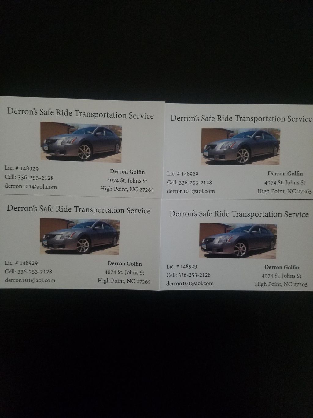 Derron's Safe Ride Transportation Service Licen...