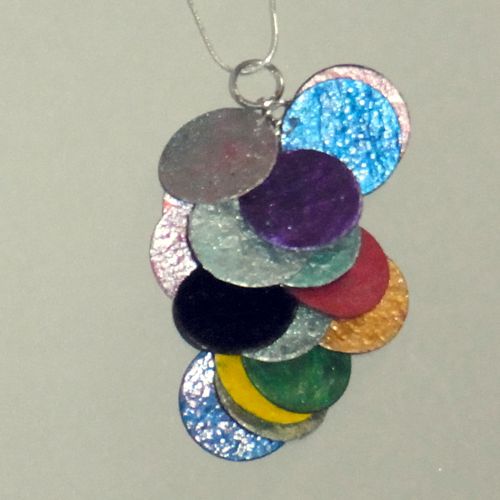 handmade-paper paper disc bead necklace.