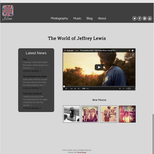 The World of Jeffrey Lewis is a responsive website