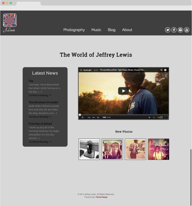The World of Jeffrey Lewis is a responsive website