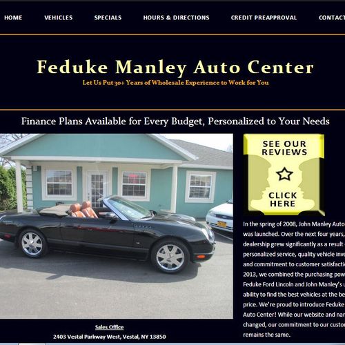 Screen shot of Feduke Manley Auto Center website's