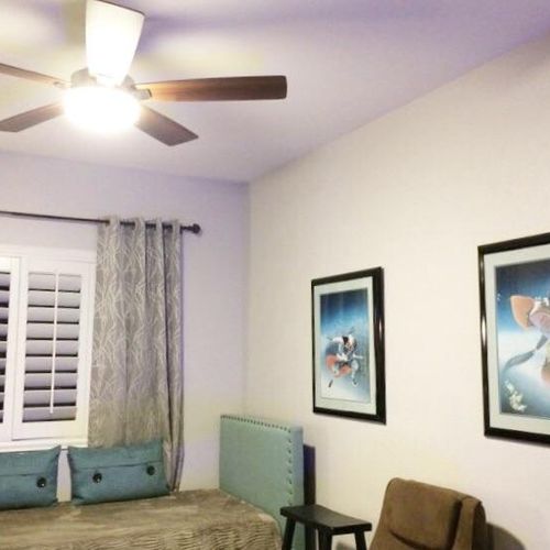 Painted room and installed ceiling fan for client!
