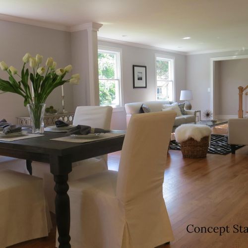 Open concept vacant home staging
