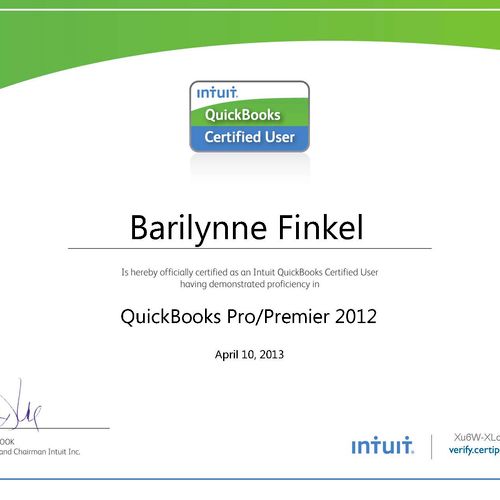 Certified with Quickbooks Pro 2012 , but us all ot