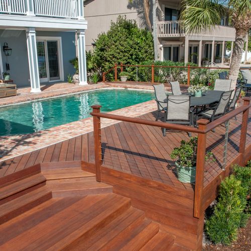 Waterfront Pool Deck Made from IPE Wood and Nautic