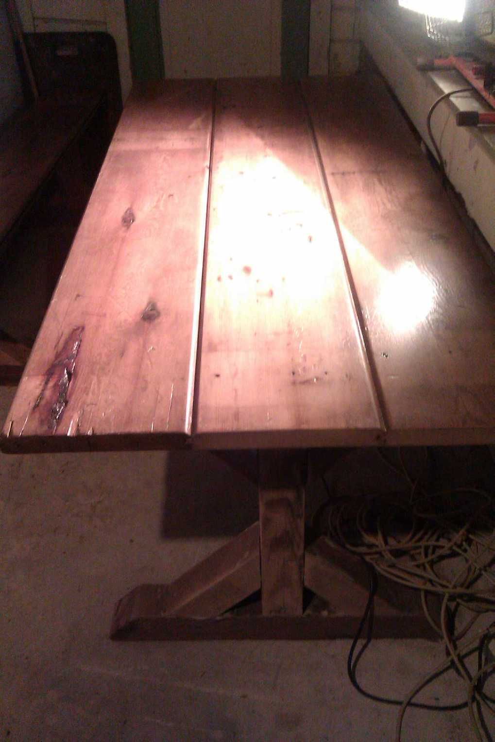 table I made from an old ceiling.
