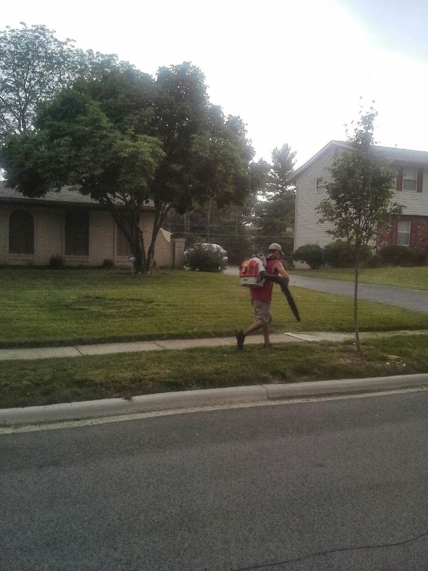 We blow the grass off your sidewalks and driveway