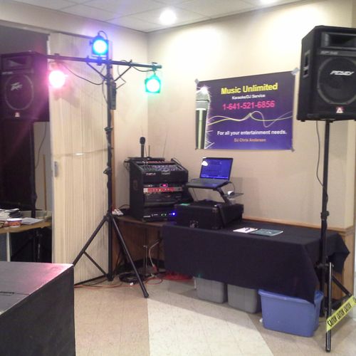 Karaoke set up for Fundraiser in Marshalltown, Ia.
