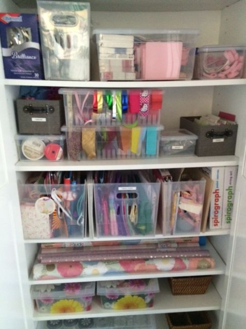 Organized gift wrap cabinet