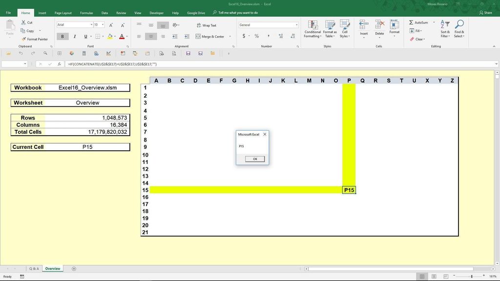 Excel 16 - Overview Lesson