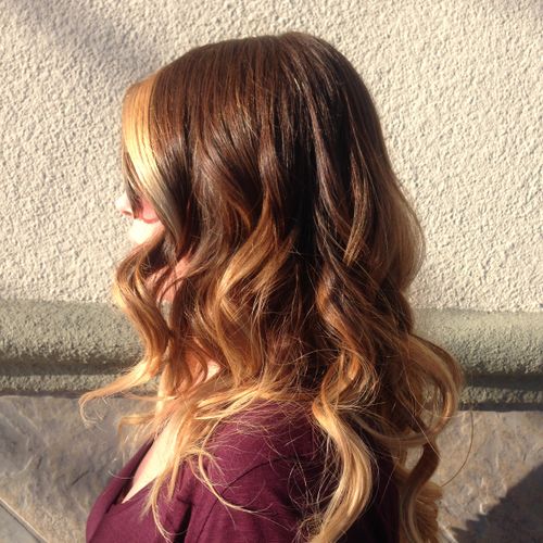 An ombre and beachy waves for this client from the