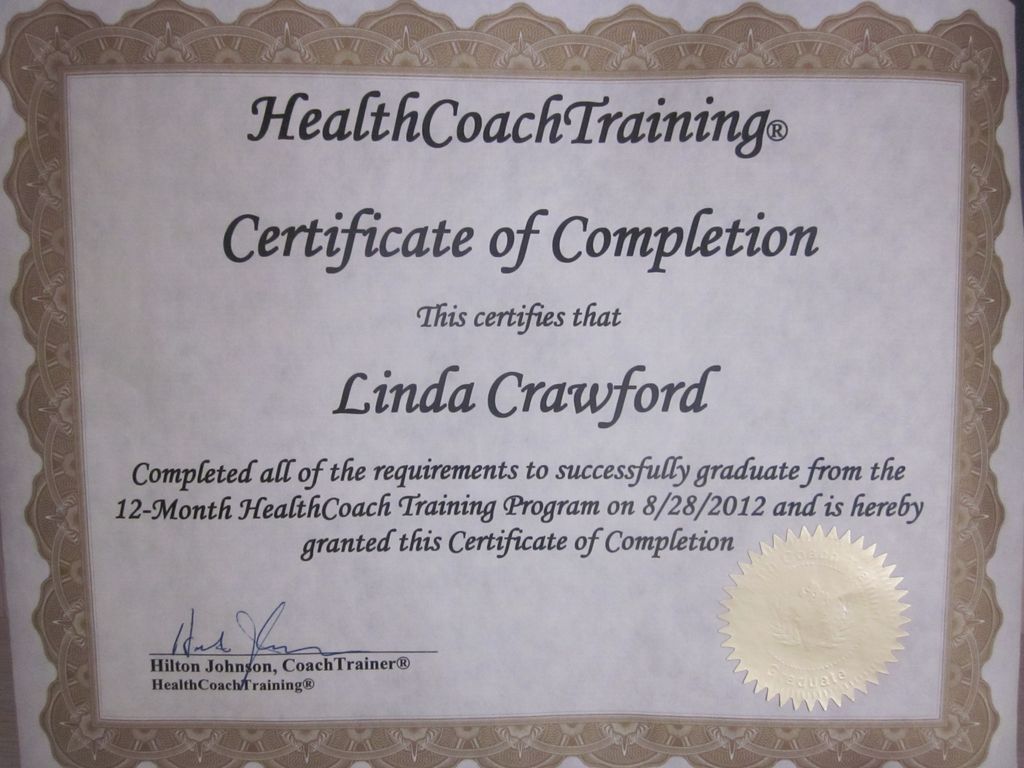 Cert. in Health Coaching from Hilton Johnson Coach