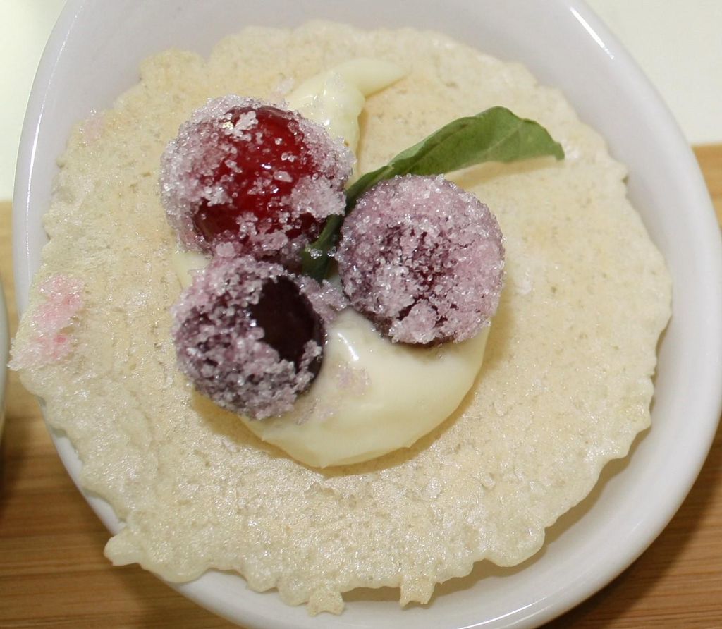 Humboldt Fog Cheese and Candied Cranberry on Wafer