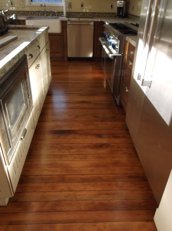 Fir flooring stained golden oak